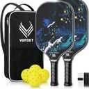 Pickleball Paddles Set of 2, USAPA Approved Carbon Fiber Surface Pickle Ball Set - 14mm PP Honeycomb Core of Lightweight Pickleball Rackets -Suitable for Beginners' Training and GameBlue
