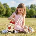 Little Girls Purse, Beaded Mini Bucket Bag Crossbody with Pearl Chain, Princess Purse for 3-8 Years Birthday Gift