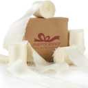 Pretty Jolly Cream Silk Satin Ribbon for Flower Bouquet 4 Rolls 1 1/2 Inch x 5Yd Handmade Frayed Fabric Ribbons for Gift Wrapping,Crafts,Baby Shower,Wedding Invitations,Hair Bows and Holiday Decor