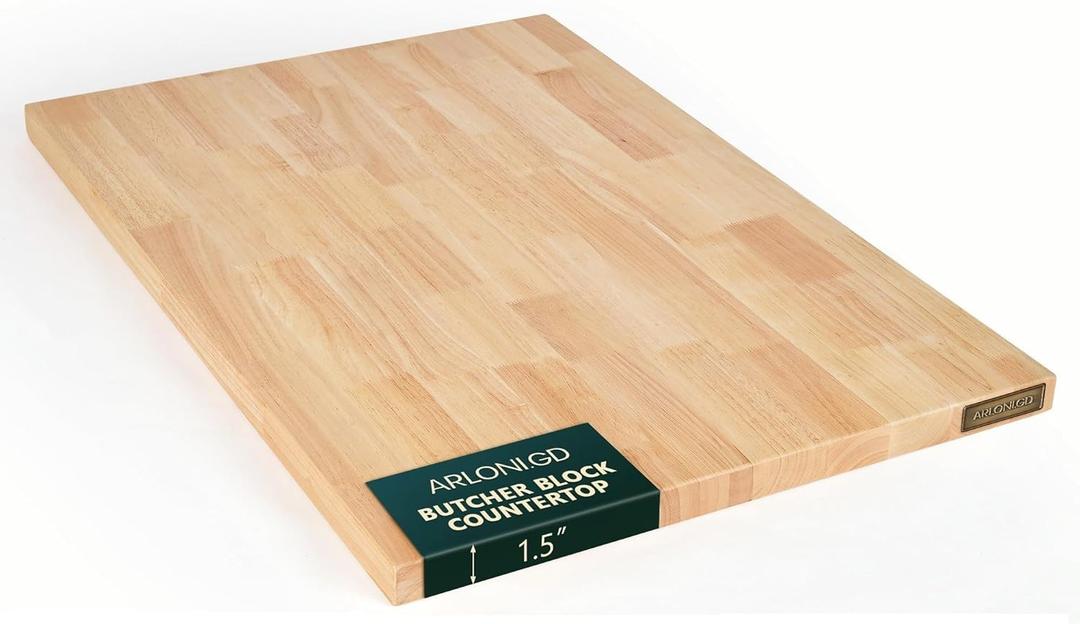 Hevea Butcher Block Countertop, 36"×25"×1.5" Unfinished Wood Table Top