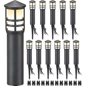 SUNVIE 12-Pack Low Voltage Landscape Pathway Lights 3W Outdoor Landscape Lighting 3000K 12-24V LED Bollard Path Lights Wired CRI 90+ Aluminum Pathway Lighting for Walkway Yard Garden, ETL Listed Cord