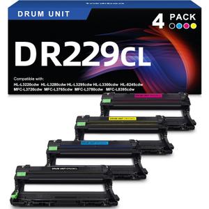 DR229CL Drum Unit Compatible Replacement for Brother DR229CL DR-229CL for Brother HL-L3220CDW L3280CDW L3295CDW L3300CDW MFC-L3720CDW L3780CDW L3765CDW L8395CDW Series Printer 4 Pack (Drum Only)