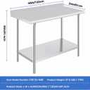 OSTBA Stainless Steel Prep Table 24 x 48 Inches with Backsplash