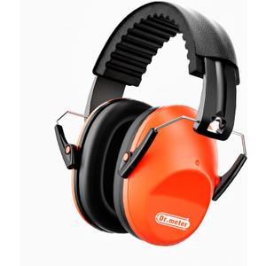 Ear Muffs for Noise Reduction: 27.4SNR Noise Cancelling Headphones for Kids Adults, EM100 Adjustable Hearing Protection Earmuffs for Monster Jam, Autism Sensory, Concerts, Fireworks Orange
