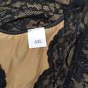 WDIRARA Women's Plus Size Sexy Floral Lace Bodysuit Deep V Neck Long Bell Sleeve Leotard Tops (4X-Large Plus, Black)