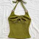 SOLY HUX Women's Halter Tops Summer Tie Backless Slim Fit Vacation Beach Camisole Boho Vest Shirts (Green, L)