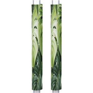 Refrigerator Door Handle Covers, Summer Palm Leaves Protective Electrical Kitchen Appliances Gloves, Fridge Microwave Dishwasher Door Protector, Tropical Green Plant Dust Covers 2 Pcs (Gold)