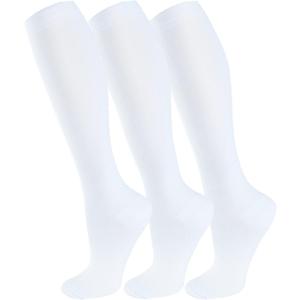 FuelMeFoot 3 Pack Copper Compression Socks - Compression Socks Women & Men Circulation - Best for Medical,Running,Athletic (White, XL)