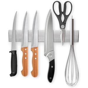 Ninolny 10 Inch Magnetic Knife Strip, Premium Stainless Steel Wall Mounted Kitchen Knives Bar,Space-Saving Powerful No Drilling Magnetic Knife Rack for Home Kitchen Utensil Holder & Tool Holder