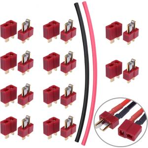 Hobbypark 10 Pairs T-Plug Connectors Male & Female Deans Style w/Shrink Tubing for RC LiPo Battery Pack ESC Electric Engine Motor Parts