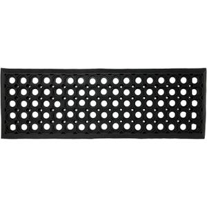 Ottomanson Indoor/Outdoor Hose-Wash Holes Design Non-Slip Rubber 10" x 30" Modern Stair Treads for Stairs, Garage, Patio, 5 Pack, Black Holes