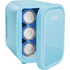 Iceman Portable Mini Fridge  Fits 6 x 12 oz Cans, Cooler and Heater Mini Fridge for Bedroom, Car, Office, Dorm and Skincare, AC/DC Car Plug-Compatible - Blue