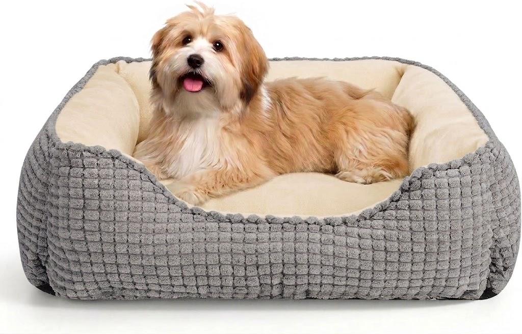 Rectangle Washable Orthopedic Dog Bed for Small, Medium and Large Dogs, Soft Calming, Sleeping Puppy Bed Durable Pet Cuddler with Anti-Slip Bottom, S (20"x19"x6") Gray