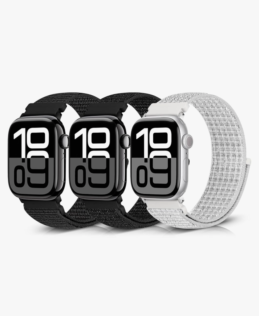 Nylon Sport Bands Compatible with Apple Watch Band 41mm 40mm 38mm Women Men, Adjustable Sport Solo Loop Bands for iWatch Series 10 9 8 7 6 5 4 3 SE Ultra 2 1, 3 Pack