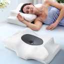 Emircey Clinical-Level Relief Cervical Neck Pillow for Sleeping, Orthopedic Contour Memory Foam Pillow for Side Sleepers, Cooling Reading Pillow for Neck Relief, Ergonomic for Back Stomach Sleepers (Queen, Snow White)