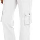 MoFiz Women's Hiking Cargo Athletic Pants Casual Travel Loose Lightweight Quick Dry Breathable Running Joggers Outdoor Button Pockets White S
