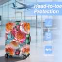 FOREVER QUEEN Red Flower Luggage Cover Suitcase Protector Suitcase Cover Anti-Scratch,Stretchable Bag Cover Washable Durable Polyester