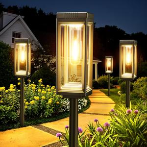 WdtPro 8 Pack Tall Solar Pathway Lights Outdoor, Bright Solar Powered Garden Lights Waterproof, Auto On/Off, Up to 15H Outdoor Lighting for Lawn Patio Walkway Driveway Path Yard Decor