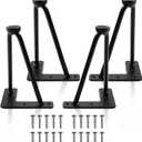 8 Inch Hairpin Legs for Furniture Set of 4, Heavy Duty Industrial Metal Table Legs with 3/8" Black Solid Iron, DIY Hair Pin Legs for Dresser, Couch, Cabinet, Bench with 4 Floor Protectors