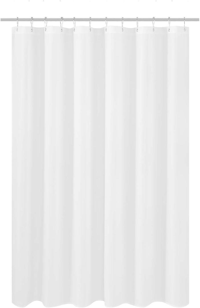 N&Y HOME Fabric Shower Curtain Liner 69 x 70 inches, Hotel Quality, Washable, Water Resistant White Spa Bathroom Curtains with Grommets, 69x70