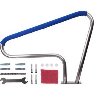 GarveeHome 48” x 36 in Swimming Pool Stair Rail,250 LBS Load Capacity,304 Stainless Steel Rustproof Pool Handrail,with Blue Grip Cover, for Inground Pool