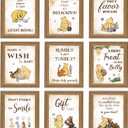 97 Decor Classic Pooh Bear Baby Shower Decorations - 9 Winnie Table Signs Decor, Vintage Pooh Quotes Winnie Party Supplies, Baby Welcome Sign For Birthday Parties, Gender Reveal, Table Centerpieces