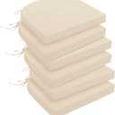 downluxe Outdoor Chair Cushions Set of 6 for Patio Furniture, Water-Resistant Patio Chair Cushions with Ties, High Density Foam Outdoor Seat Cushion, 17" X 16" X 2", Beige