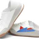 DREAM PAIRS Boys Girls Sneakers Foldable Back Retro Classic Casual Tennis Lightweight Breathable Walking Shoes for Little/Big Kid (White/Blue)