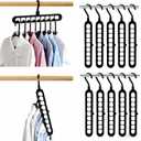 10pcs 9-Hook Rotating Hanger Organizer, 20lb Heavy Duty Space Saving Closet Organizer for Dorm Room & Apartment, 360° Swivel Hanger Holder Compatible with Plastic Black Hangers