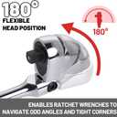 3/8-Inch Drive Flex Head Ratchet With Long Handle - 72 Tooth Quick Release Swivel Socket Wrench - Cr-Mo Head, Flexible Handle - 18/457mm