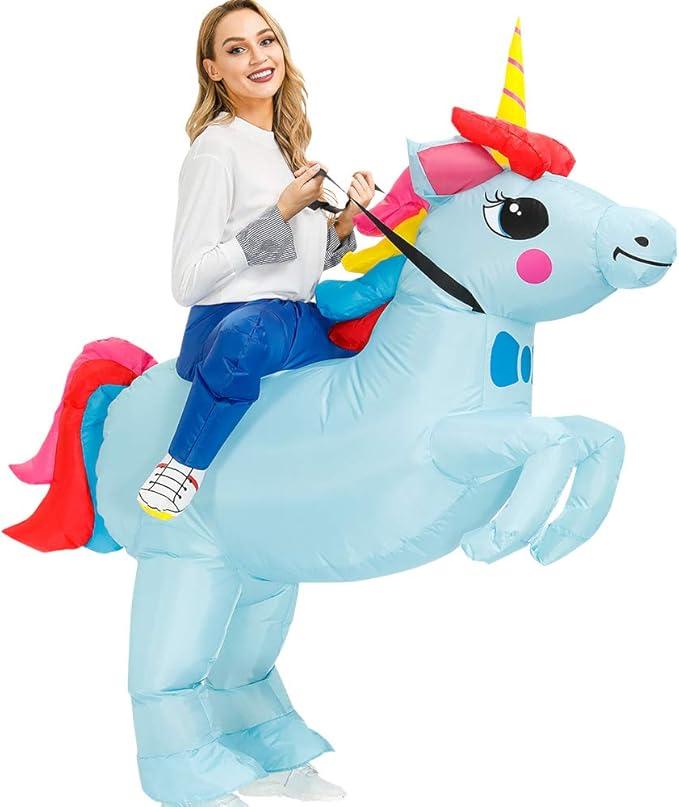 Inflatable Unicorn Costume Adult, Inflatable Costumes Women, Blow up Ride on Unicorn Costume for Women/Girls