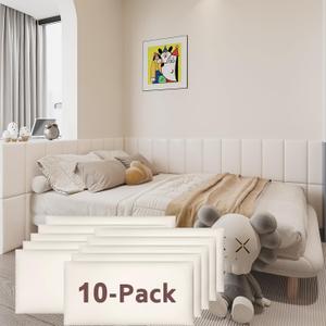 3D Anti-Collision Wall Padding for Kids Self-Adhesive 10PCS White headboard Panels for Wall Peel and Stick Headboard