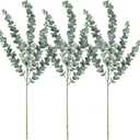 Supla 3 Pcs 35" Tall Eucalyputs Stems Eucalyputs Leaves Spray Artificial Eucalyptus Branches Real Touch Greenery Stems for Vase Bouquets Garland Flower Arrangements Table Centerpieces Decorations