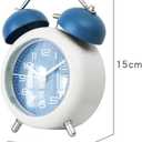 TXY Alarm Clock, Metal 4 Inch Desk Table Analog Clock Silent with Night Light for Dormitory Home Office Travel Decor Alarm Clock (Blue)