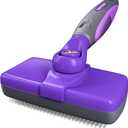 Hertzko Self Cleaning Slicker Brush for Dogs and Cats - Pet Hair Brush for Shedding Long and Short Hair - Easy Clean Retractable Bristles - Cat and Dog Grooming Tool - Purple
