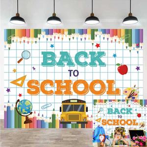 XCKALI Back to School Backdrop First Day of School Party Decoration Welcome Back Classroom Photo Booth Props 7X5FT