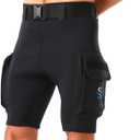 Wetsuit Shorts Pants Mens 3mm Neoprene Scuba Diving Shorts with Pockets Quick Release Buckle Adjustable Waist Belt Dropship Hybrid Cargo Shorts (Large, black)