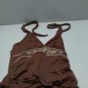 Women's Y2K Western Top Halter Cowboy Cowgirl Hippie Top Boho Ruched Going Out Backless Halter Tank 70s (Brown)