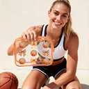 18 Pcs Basketball Clear Makeup Bags 7 x 4.7 x 2.4 Inch Basketball Goodie Gift Bags Waterproof PVC Cosmetic Pouch with Zipper Portable Travel Pouch Organizer for Team Gift & Sport Party Favor