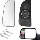 Compatible with 2010-2020 Dodge Ram 1500 2500 3500 4500 5500 Left Side Lower Convex Mirror Glass Replacement, Suitable for Towing Mirrors, Includes Rear Mounting Bracket