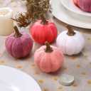 16 Pcs Thanksgiving Mini Pumpkins Artificial Felt Wool Fake Faux Small Pumpkins Decorations Table Centerpiece for Fall Autumn Farmhouse Wedding Party Decor(Pink Color)