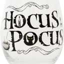 Disney Hocus Pocus Teardrop Stemless Wine Glass | Tumbler Cup For Mimosas, Cocktails | Home Barware For Liquor, Kitchen Decor | Sanderson Sisters Halloween Gifts And Collectibles | Holds 20 Ounces