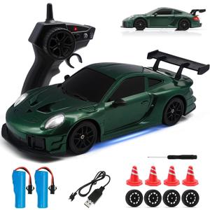 RC Drift Car, 1:24 4WD Remote Control Cars Vehicle with LED Light,2.4GHz 20KM/H High Speed RC Cars with Two Batteries & Drifting Tires Racing Sport Toy for Adults Boys Girls Kids