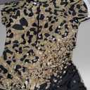 Wolddress One Piece Rashguard Swimwear for Women Bathing Suit with Zip Front Golden Leopard, Large