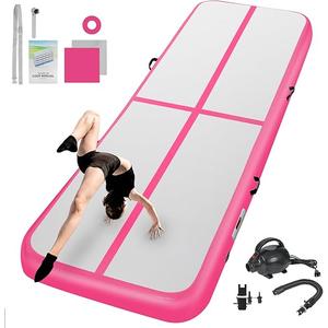 Inflatable Gymnastics Mat 10ft/13ft/16ft/20ft/ Air Tumbling Track Mats 4/8 inches Thick for Home Use/Training/Cheerleading/Yoga/Water with Pump (Pink,13ft x 6.5ft x 8inch(4m x 2m x 20cm))