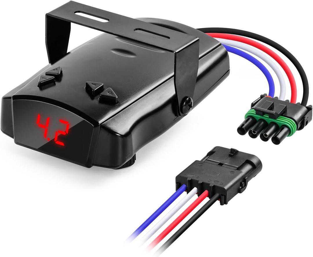 briidea Proportional Trailer Brake Controller, Digital Electric Brake Control for 1-4 Axle Trailers, Smooth Stop Technology with Boost Mode, Compatible with Ford/GM/Chevy/Dodge/RAM/Toyota