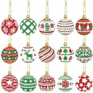 Garneck 15Pcs Christmas Diamond Art Ornaments Xmas Diamond Art Keychain Kit Dotting Kit Dotting Keychain Decorations for Christmas Supplies