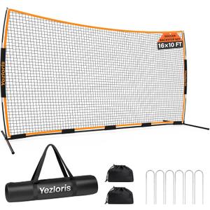 16x10FT Multi-Sport Backstop Net Portable Ball Barrier for Baseball, Soccer, Basketball & Lacrosse, Wind-Stable with Ground Stakes & Sandbags, Backyard & Park Practice Net