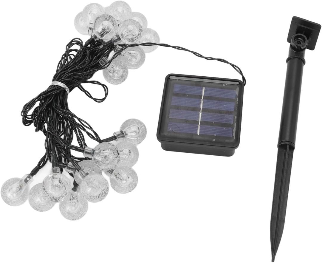 20 LED 5m 2 Modes Waterproof String Lights,Solar Outdoor String Lights, Solar String Lights with Ground Stake for Patio, Lawn, Garden, Wedding, Party, Solar Outdoor String Lights, 20 LED 5m 2 Mo