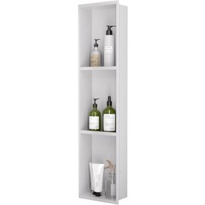 Stainless Steel Shower Niche 8" x 36", 3-Tier Shower Niches No Tile Needed, Recessed Niche for Shower Wall, Shower Niche Shelf for Bathroom Storage, White